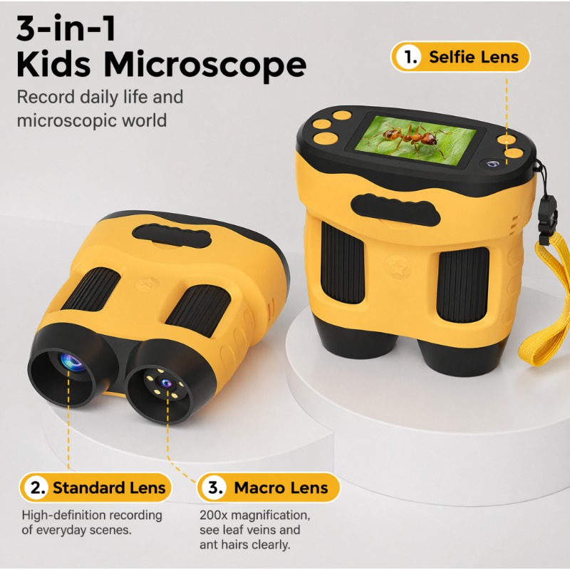 Kids Toys Top View - Câmera Digital de Microscópio 4K 1000X