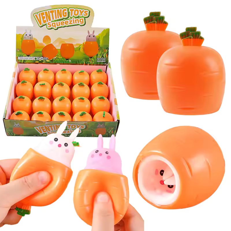 Kids Toys Unique - Brinquedo de Apertar Cenoura Coelho Fofo,