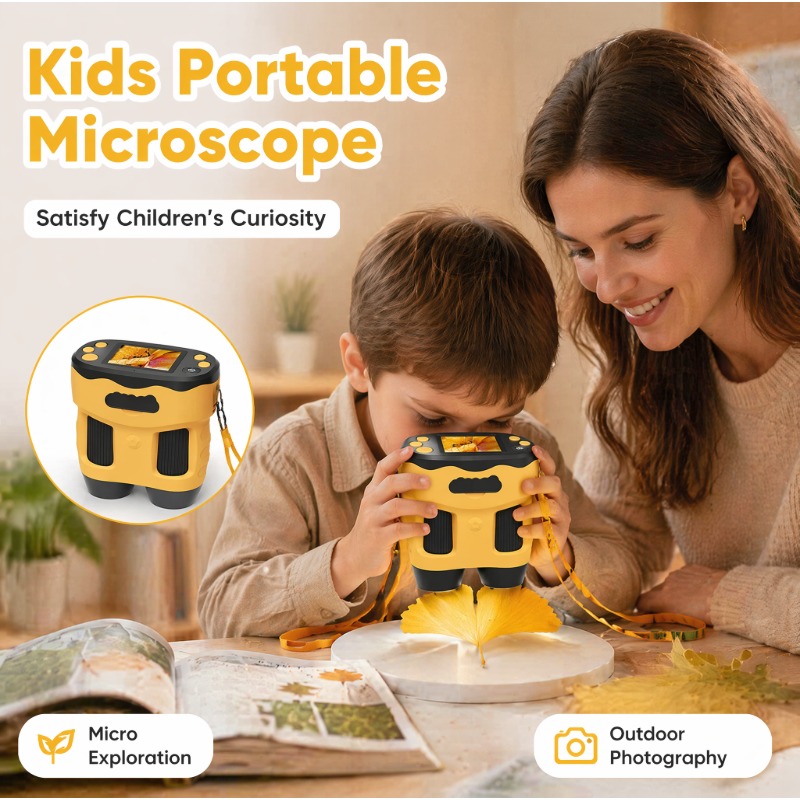 Kids Toys Top View - Câmera de Microscópio Digital 4K 1000X
