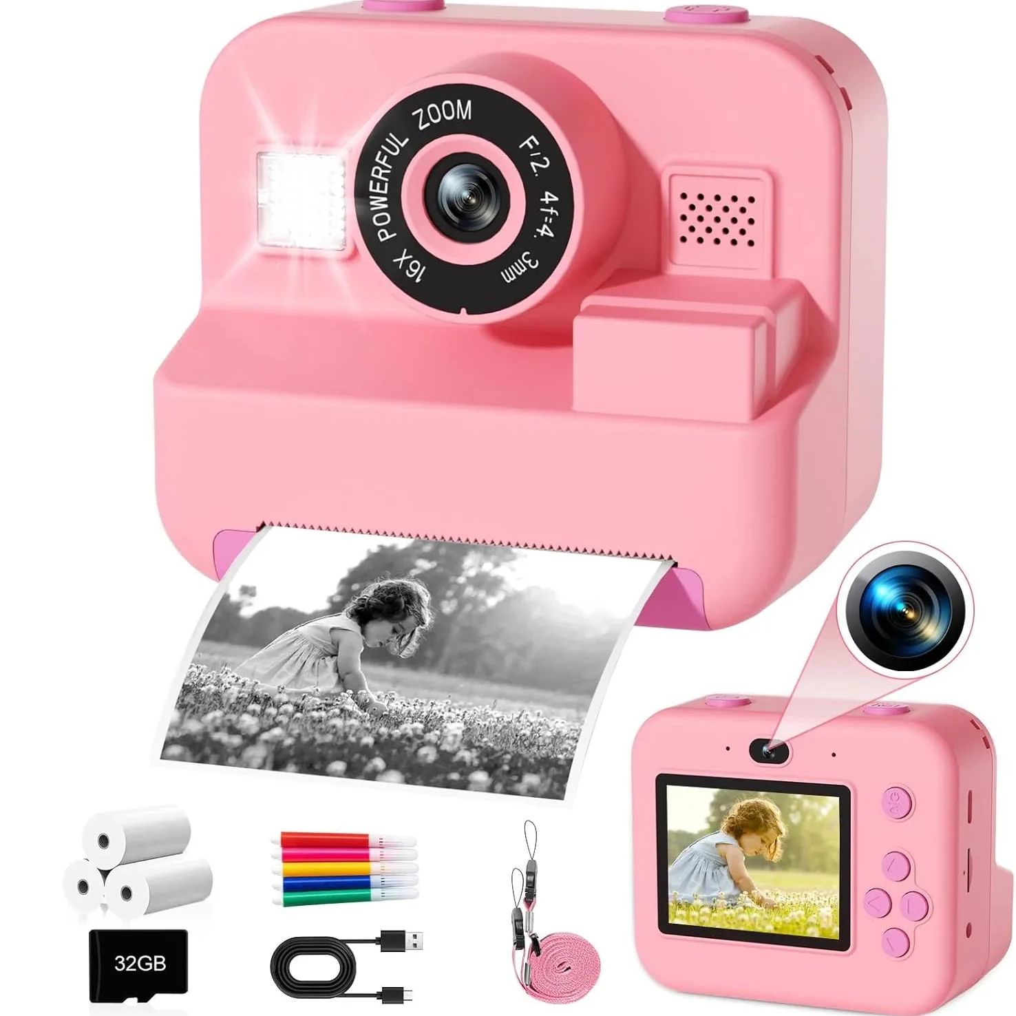 Kids Toys Top View - Newinstant impressão câmera com 32g cartão