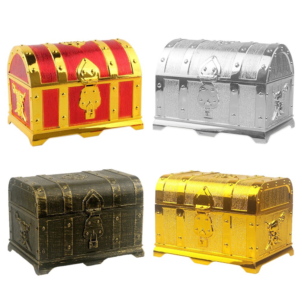 Kids Toys Vintage - Baú de tesouro pirata decoração armazenamento