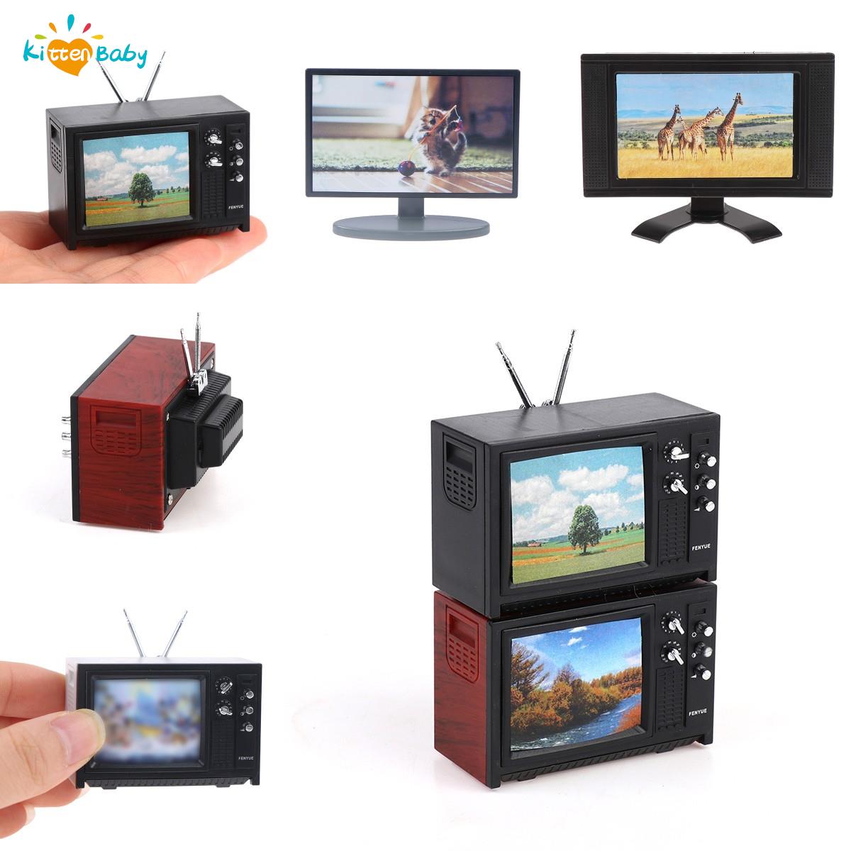 Kids Toys Vintage - 1pc 1/12 dollhouse mini televisão crianças